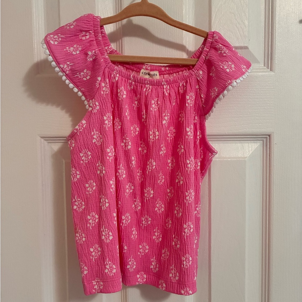 Crewcuts Pink Floral Flutter Sleeve Top